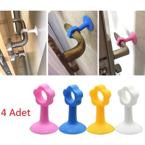 Renkli Vantuzlu Geçmeli Kapı Kolu Stoper 4lü Set