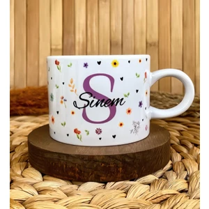 Kişiye Özel Isimli Nescafe Fincanı Floral Harf Kupa