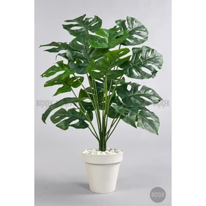 Yapay Çiçek Salon Bitkisi Monstera Deve Tabanı Kırıkbeyaz Renk Yalı Saksıda