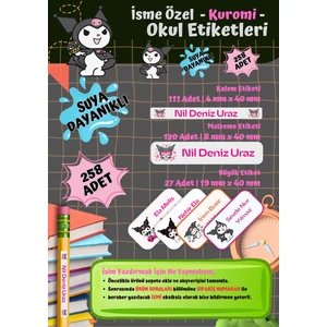 Ceres Studio Okul Etiketi Kalem Defter Kişiye Özel Isim Yazılabilen Etiket 258 Adet Kuromi