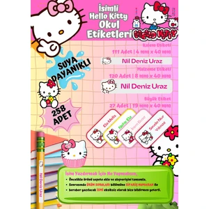 Ceres Studio Okul Etiketi Kalem Defter Kişiye Özel Isim Yazılabilen Etiket 258 Adet Hello Kitty