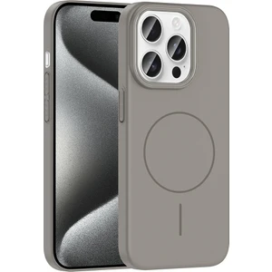 iPhone 15 Pro Kılıf Magsafe Şarj Özellikli Xemu Ruby Silikon Kapak - Gri