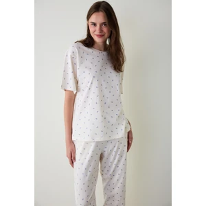 Gardenya Hailee Çiçekli Pamuklu  Bisiklet Yaka Kısa Kollu Pijama Takımı