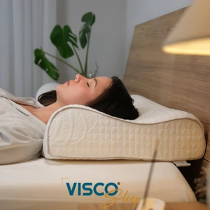 Visco Sleep Ortopedik Yastık Visco Yastık Atella Doğal Viskon Kılıflı Boyun Destekli Yastık 60 x 40 x 14-12  cm