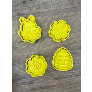 Sevimli Arı ve Çiçek Temalı Kurabiye Kalıbı, Oyun Hamuru Kalıbı, Kil Kalıbı Seti