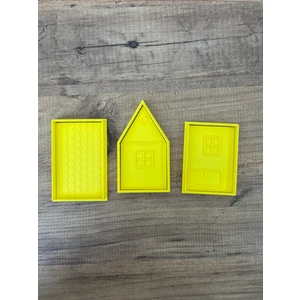 Yılbaşı Evi (Gingerbread) Şeklinde Kurabiye Kalıbı ve Damgası Seti