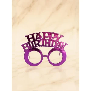 Parti Adresi Happy Birthday Yazılı Doğum Günü Partisi Gözlüğü Fuşya