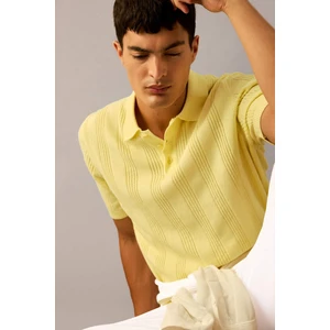 %100 Pamuk Polo Yaka Kısa Kollu Triko Tişört F7133AX25SM