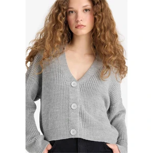 Regular Fit V Yaka Düğmeli Triko Hırka U2052AZ25WN