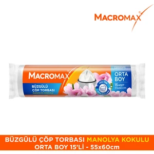 Büzgülü Çöp Torbası Orta Boy (55x60cm) Manolya Kokulu 15 Adet Süper Ekonomik Paket