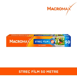 Streç Film 50 Metre, Ekonomik Boy, PVC İçermez, Gıdaları Taze Tutan Streç Film
