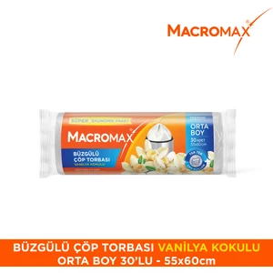 Büzgülü Çöp Torbası Orta Boy (55x60cm) Vanilya Kokulu 30 Adet Süper Ekonomik Paket
