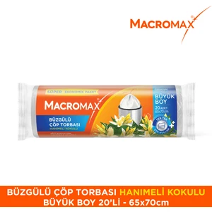Büzgülü Çöp Torbası Büyük Boy (65x70cm) Hanımeli Kokulu 20 Adet Süper Ekonomik Paket