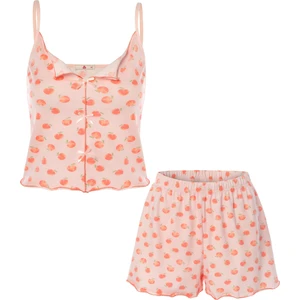 Kadın Ince Askılı Fiyonklu Pamuklu Şortlu Pijama Takımı