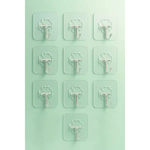 Sas Haus Askı Askılık 10 Adet Güçlü Şeffaf Duvar Askısı Askılığı Yapışkan Vantuz Kanca Mutfak Banyo Aksesuar Sticker