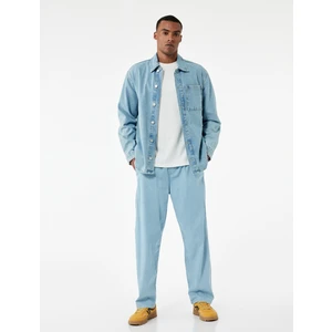 Beli Bağcıklı Cep Detaylı Loose Fit Bol Jean Pantolon