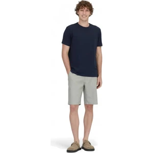 Lacivert Düz Bisiklet Yaka Pamuk Karışımlı T-Shirt