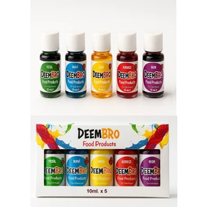 Sıvı Gıda Boyası Seti 5'li 5 Renk  10 ml x 5'li Su Bazlı Likit Gıda Boyaları Set 1