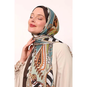 K.kahve Çizgili Hint Ipeği Şal