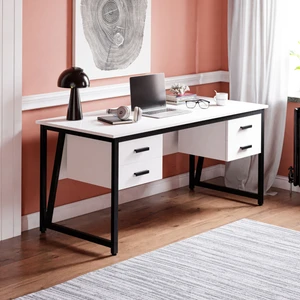 MS2C Çalışma Masası,ofis Masası - 70X160 cm - Beyaz - 4 Çekmeceli