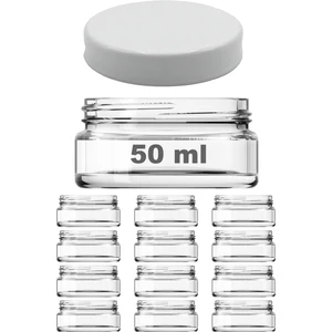 50 cc Kavanoz Plastik Beyaz Kapaklı 50 ml Şeffaf Cam Krem Kavanoz 12 Adet