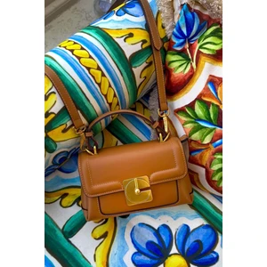 Kahve Kilit Çevirmeli Omuz Çantası