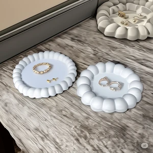 Beyaz Takı Tabağı – El Yapımı Modern İkili Saklama Tabağı Seti, Yüzük ve Küpe Organizer, Dekoratif Takı Saklama, Hediye Alternatifi