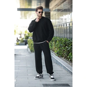 Siyah Bisiklet Yaka Basic Erkek Eşofman Takımı E7323