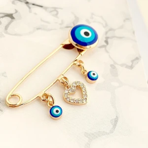 Bebek Yaka Iğnesi Bebek Nazarlık Kalp1 Yaka Iğnesi Gold