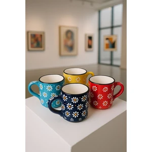 4'lü El Yapımı Seramik Espresso Kupa Bardak