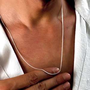 Gümüş Ince Zincir Kolye 925 Ayar Gümüş Ince Unisex Zincir Kolye