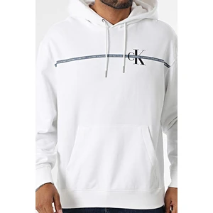 Erkek Regular Fit Şerit Grafik Baskılı Kapüşonlu Sweatshirt - Beyaz