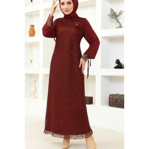 Kadın Giyim Abiye Moda File Pullu Güllü Tesettür Abiye Elbise 2517