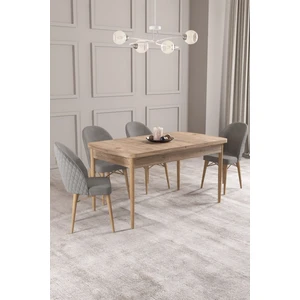 Calvin Atlantik 80X132 Açılabilir Mdf Masa Yemek Odası Takımı, Mutfak Takımı 4 Adet Sandalye