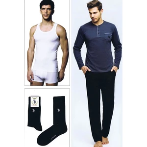 U.S. Polo Assn. Erkek Damat Çeyiz Pijama Çamaşır Takım 4Lü Lacivert 17394