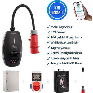22KW V3 Türkçe Mobil Uygulama 5 Yıl Garanti, (50X75X25 Plastik Pano, Tekli Kombinasyon Panosu, Taşıma Çantası ve 220V Dönüştürücü Adaptör)