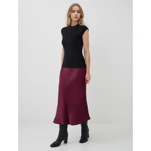 Jimmy Key Bordo Normal Bel Dar Kesim Uzun Saten Etek