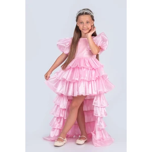 Volanella Taçlı Kız Çocuk Abiye Çift Tarz, Tek Elbise.