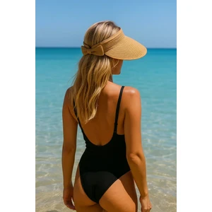 Ithal Camel Fiyonklu Katlanır Güneş Koruyucu Hasır Vizör Şapka