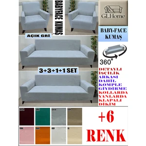 Baby Face Kumaş 3+3+1+1 Komple Giydirme Kanepe&çekyat, Bohem, Porto, Vb. Model Koltuk Kılıfı