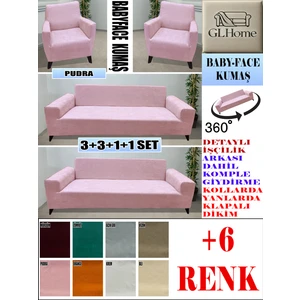 Baby Face Kumaş 3+3+1+1 Komple Giydirme Kanepe&çekyat, Bohem, Porto, Vb. Model Koltuk Kılıfı
