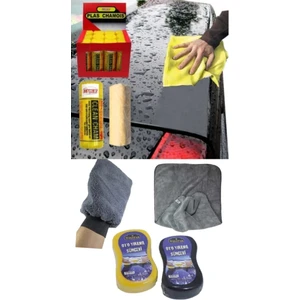 4 Lü Mikrofiber Oto Yıkama Seti Kurulama Bezi Cam Bezi Güderi Oto Eldiven Oto Sünger