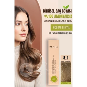 Amonyaksız Bitkisel Yıpranmış Saçlar Için Saç Boyası 8-1 Küllü Açık Kumral 60 ml