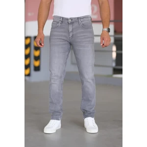 Erkek Gri Renk Regular Fit Rahat Kesim Esnek Likralı Denim Jeans Kot Pantolon
