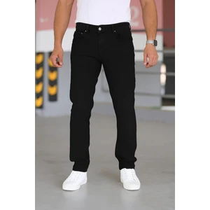 Erkek Siyah Renk Regular Fit Rahat Kesim Esnek Likralı Denim Jeans Kot Pantolon