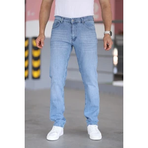 Erkek Mavi Regular Fit Rahat Kesim Esnek Likralı Denim Jeans Kot Pantolon
