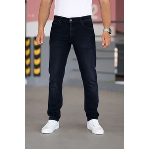 Erkek Koyu Lacivert Renk Regular Fit Rahat Kesim Esnek Likralı Denim Jeans Kot Pantolon