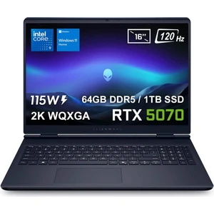 Alienware 16 Aurora Intel Core 9-270H 64GB DDR5 1TB SSD RTX5070 8GB 115W 16 inç 2K WQXGA 120Hz WVA windows 11 Home Taşınabilir bilgisayar  (AC16250-C932157Wv2)