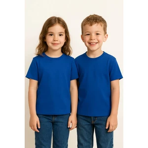 Unisex Basic Pamuklu Oversize Koyu Mavi Çocuk Tişört