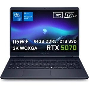 Alienware 16 Aurora Intel Core 9-270H 64GB DDR5 2TB SSD RTX5070 8GB 115W 16 inç 2K WQXGA 120Hz WVA windows 11 Home Taşınabilir bilgisayar  (AC16250-C932157W-3)